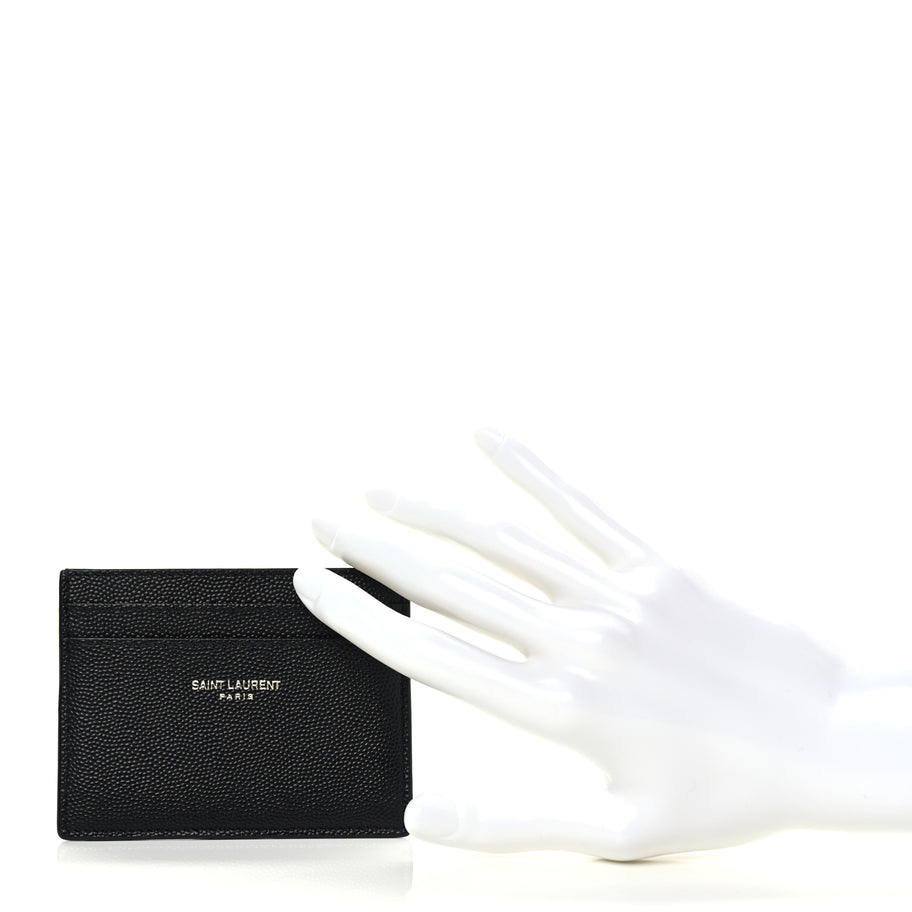 Saint Laurent Grain De Poudre Card Case Black Image 2