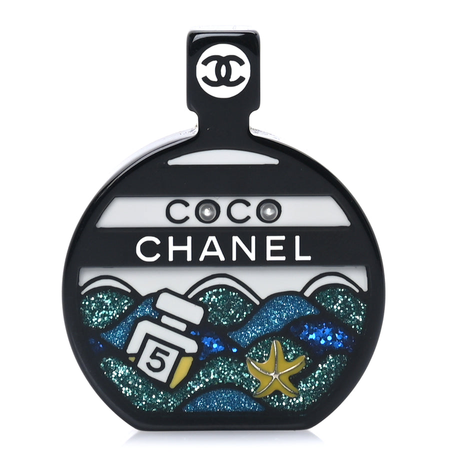 Chanel Resin Glitter Coco Chanel Brooch  Black Multicolor Image 1