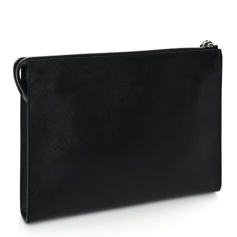 Prada Saffiano Pouch Wristlet Black Image 3