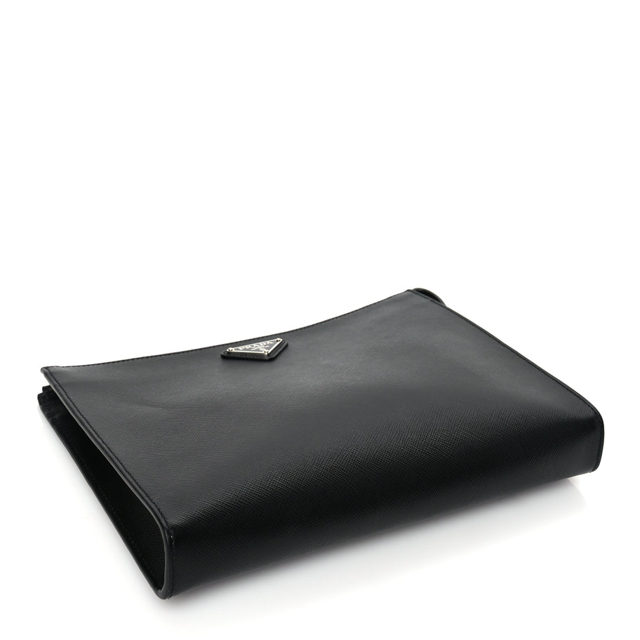 Prada Saffiano Pouch Wristlet Black Image 4