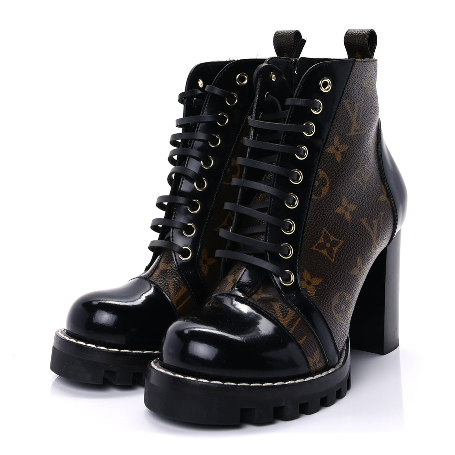Louis Vuitton Patent Calfskin Monogram Star Trail Ankle Boots 37.5 Black Image 3