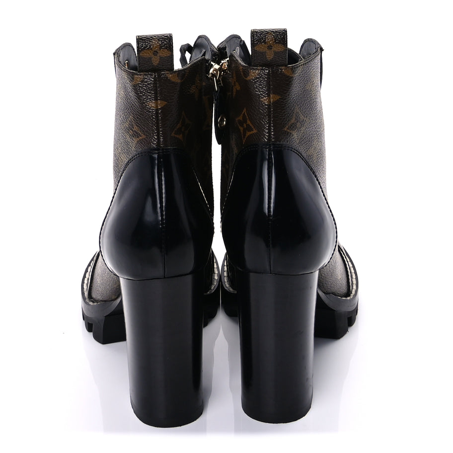 Louis Vuitton Patent Calfskin Monogram Star Trail Ankle Boots 37.5 Black Image 4