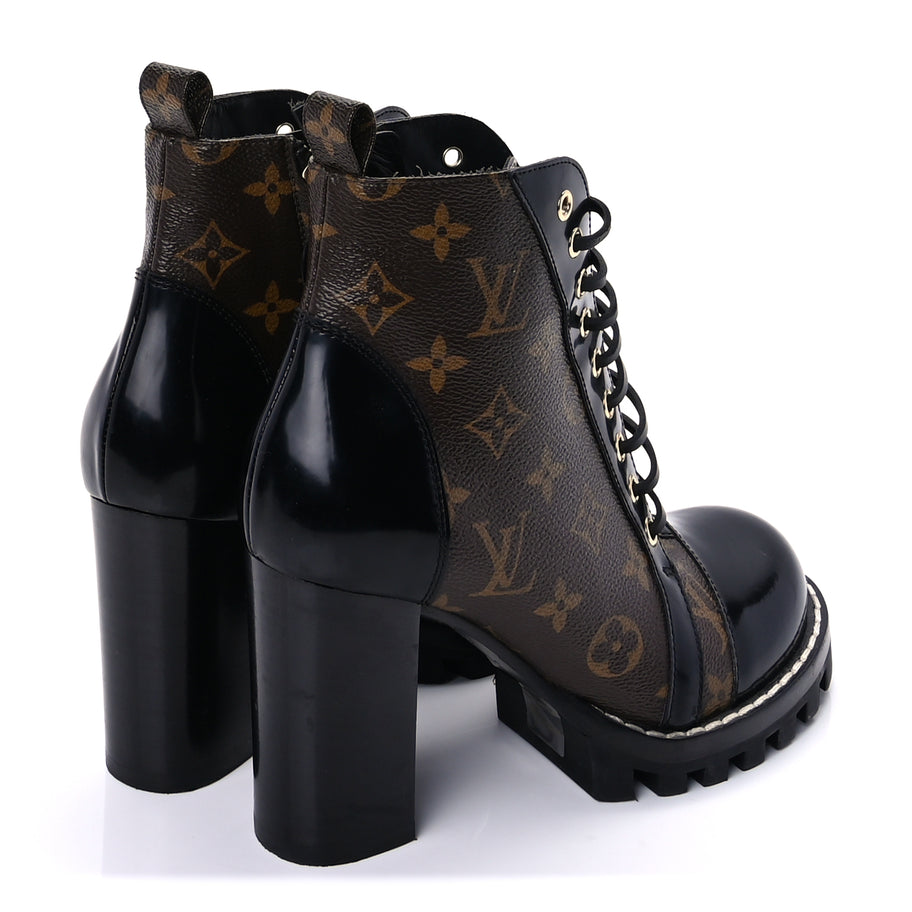 Louis Vuitton Patent Calfskin Monogram Star Trail Ankle Boots 37.5 Black Image 5