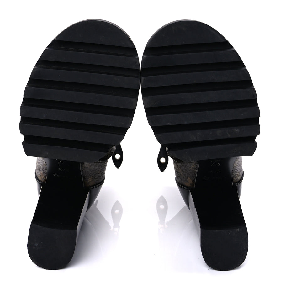 Louis Vuitton Patent Calfskin Monogram Star Trail Ankle Boots 37.5 Black Image 7