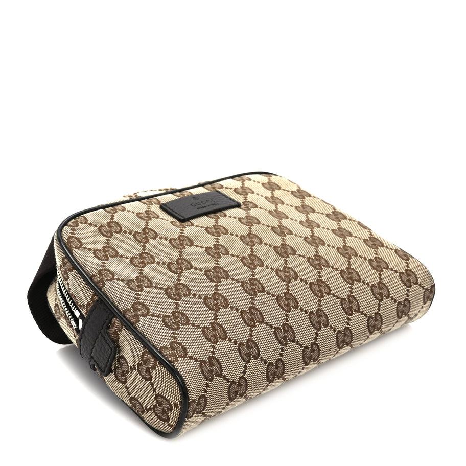 Gucci Monogram Dollar Calfskin Belt Bag Beige Ebony Testa di Moro Marrone Scuro Image 8