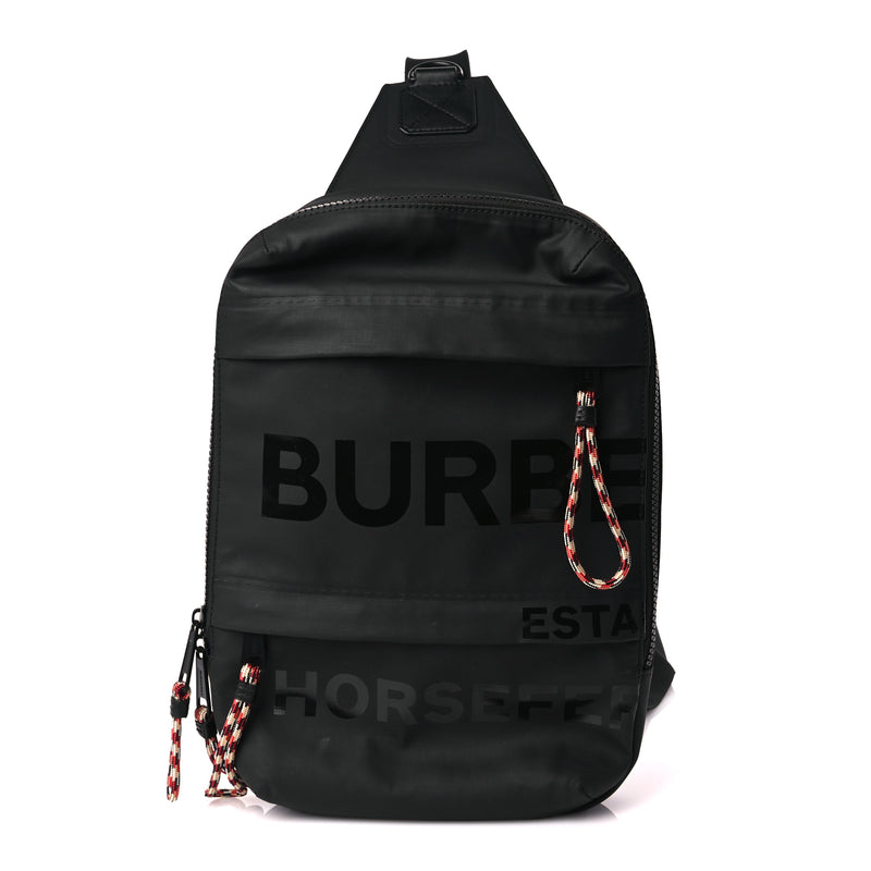  Burberry Coated Canvas Horseferry Blaze Crossbody Bag Black