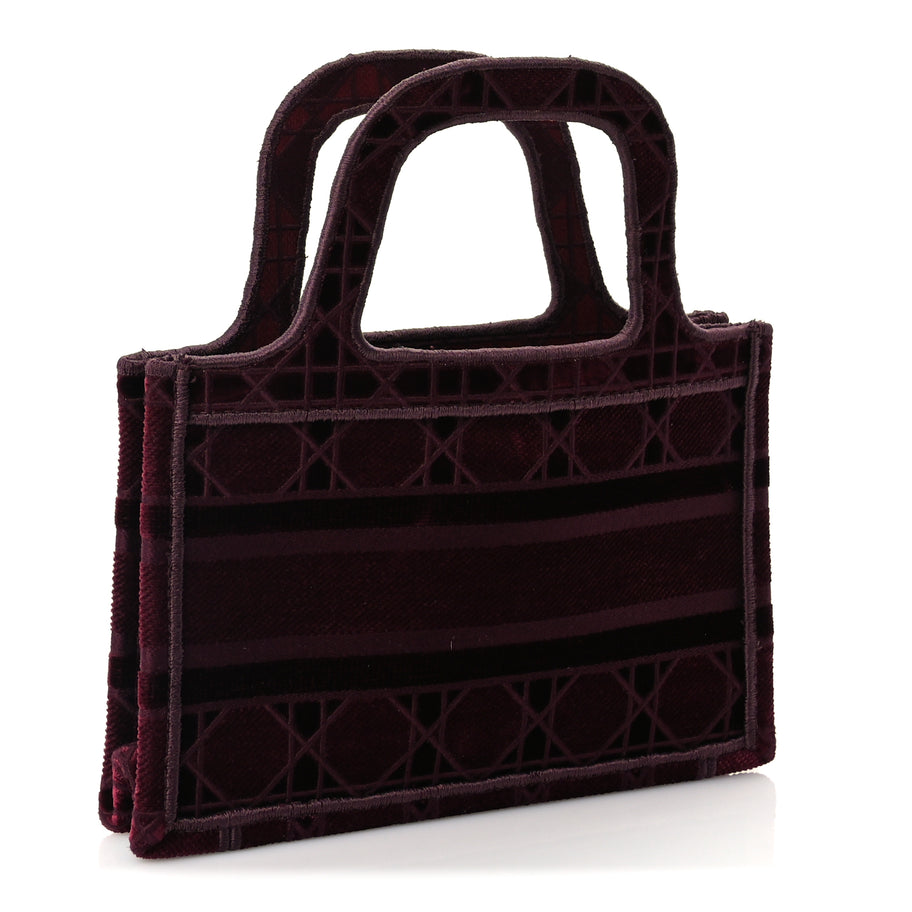 Christian Dior Velvet Cannage Embroidered Mini Book Tote  Burgundy Image 2