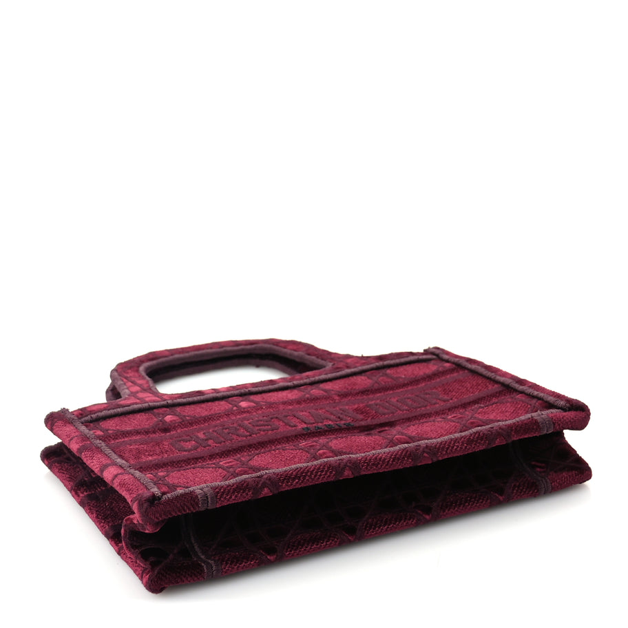 Christian Dior Velvet Cannage Embroidered Mini Book Tote  Burgundy Image 3