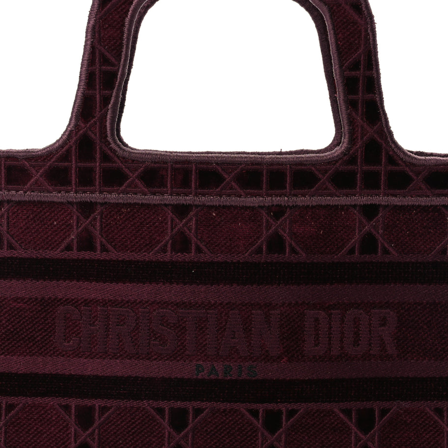 Christian Dior Velvet Cannage Embroidered Mini Book Tote  Burgundy Image 6
