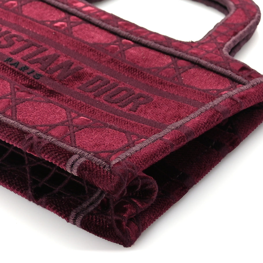 Christian Dior Velvet Cannage Embroidered Mini Book Tote  Burgundy Image 8