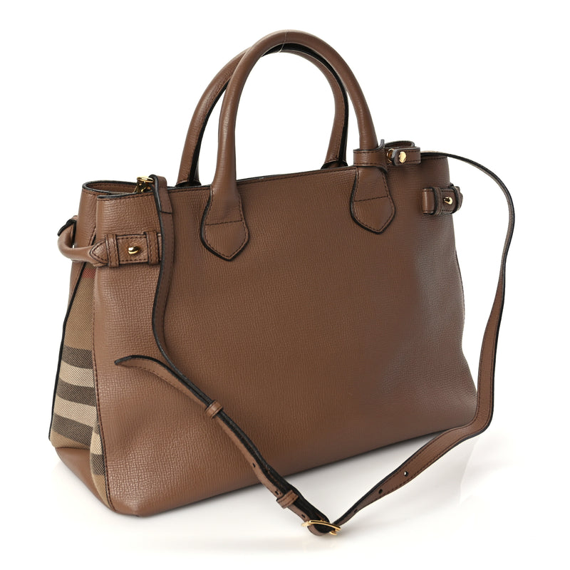  Burberry Grainy Calfskin House Check Medium Banner Tote