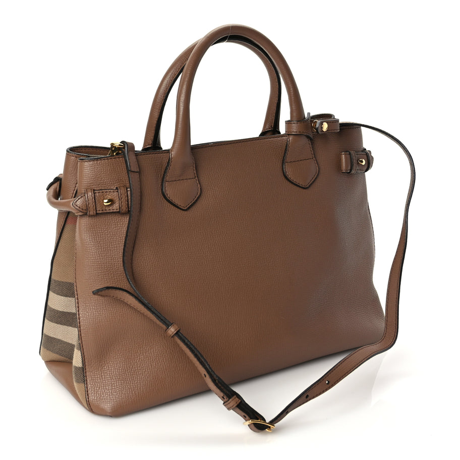 Burberry Grainy Calfskin House Check Medium Banner Tote Image 2