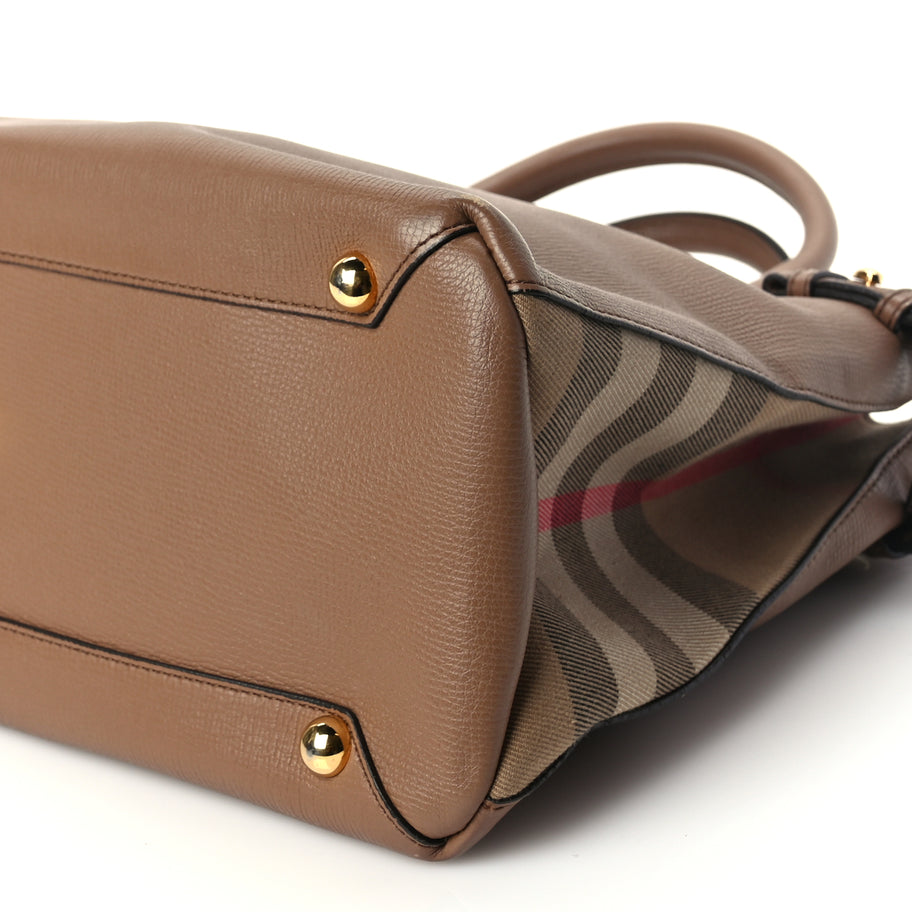 Burberry Grainy Calfskin House Check Medium Banner Tote Image 8