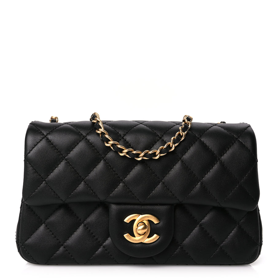 Chanel Lambskin Quilted Mini Rectangular Pearl Crush Flap Black Image 1