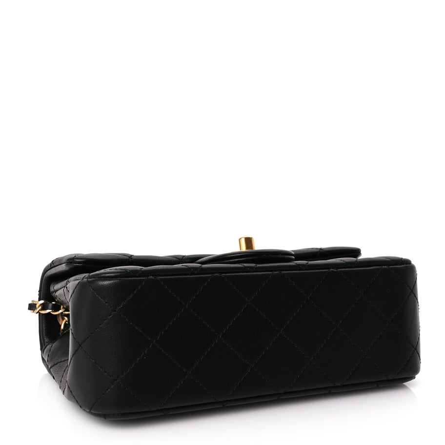 Chanel Lambskin Quilted Mini Rectangular Pearl Crush Flap Black Image 3