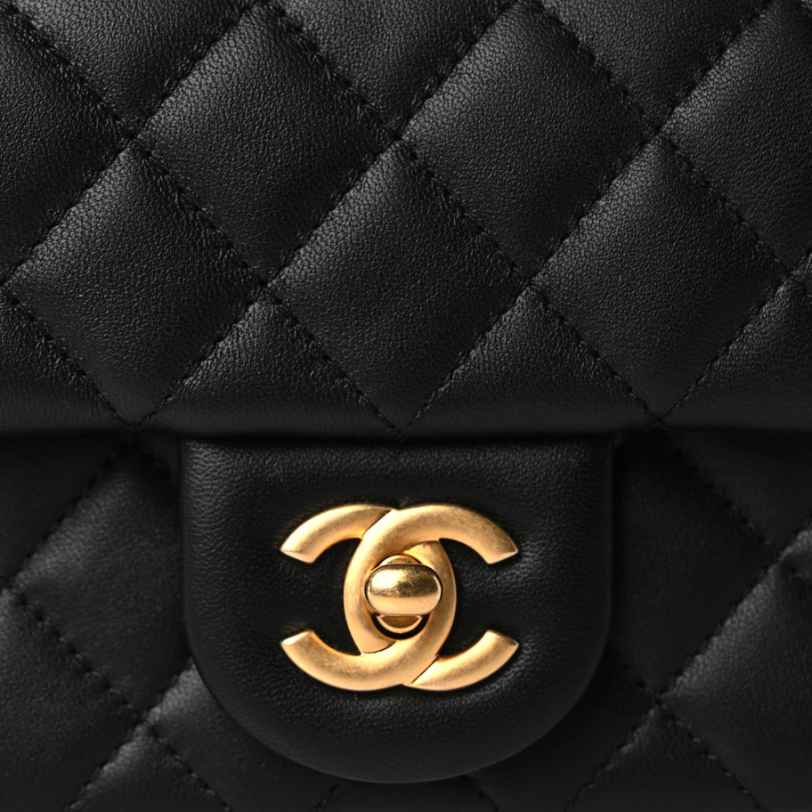Chanel Lambskin Quilted Mini Rectangular Pearl Crush Flap Black Image 7