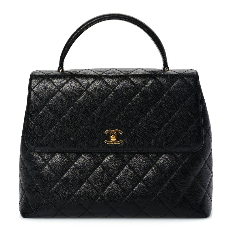  Chanel Caviar Quilted Jumbo Kelly Flap Black