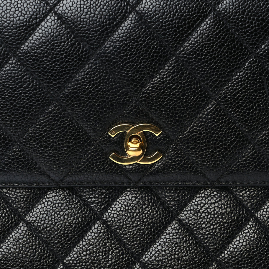 Chanel Caviar Quilted Jumbo Kelly Flap Black Image 6