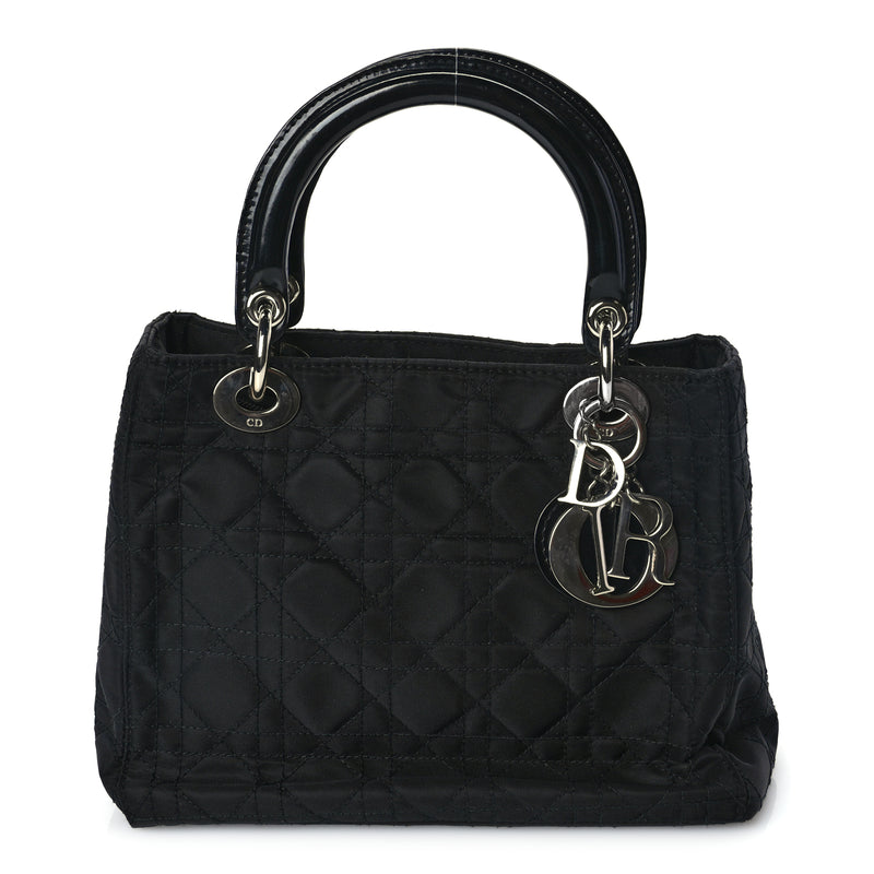  Christian Dior Nylon Cannage Medium Lady Dior Black