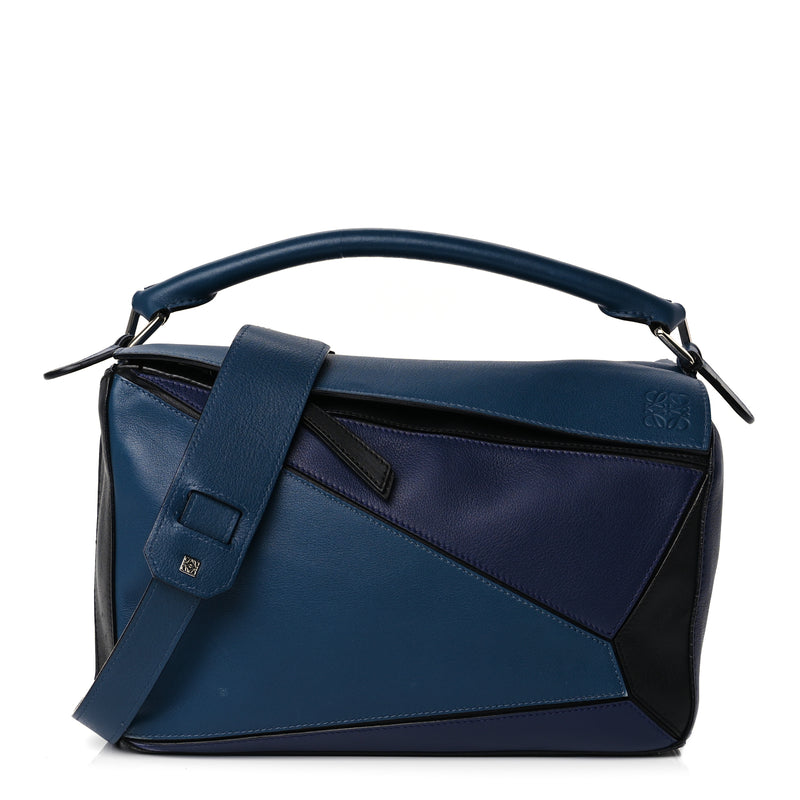  Loewe Calfskin Colorblock Medium Puzzle Bag Blue