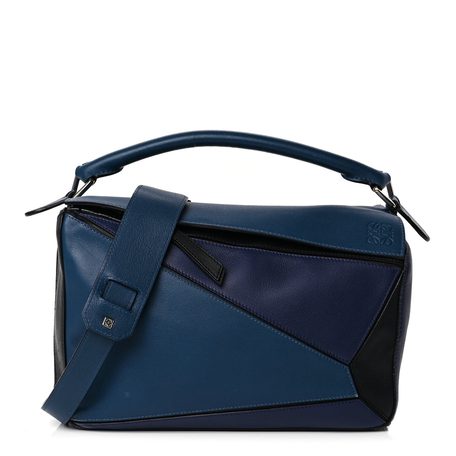 Loewe Calfskin Colorblock Medium Puzzle Bag Blue Image 1