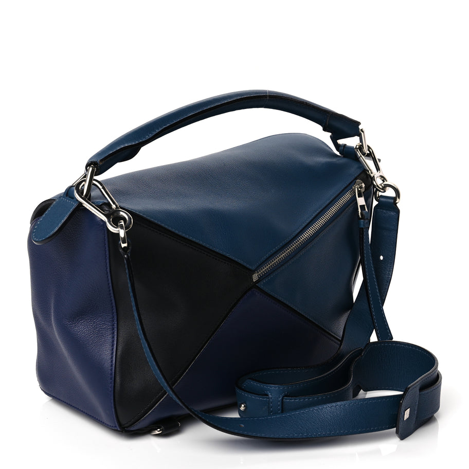 Loewe Calfskin Colorblock Medium Puzzle Bag Blue Image 2