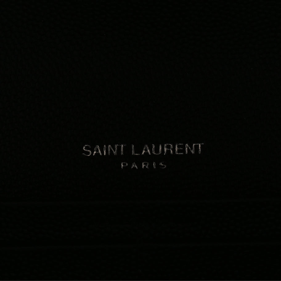 Saint Laurent Grain De Poudre Matelasse Chevron Monogram Flap Wallet Black Image 6