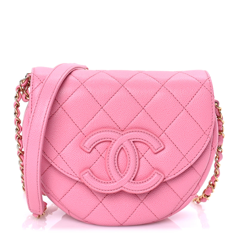  Chanel Caviar Quilted Mini Messenger Flap Pink