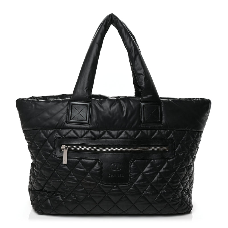  Chanel Nylon Quilted Large Coco Cocoon Tote Black