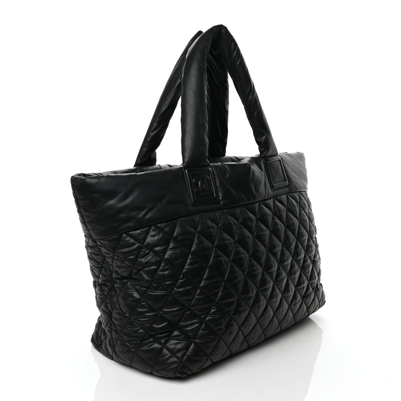  Chanel Nylon Quilted Large Coco Cocoon Tote Black