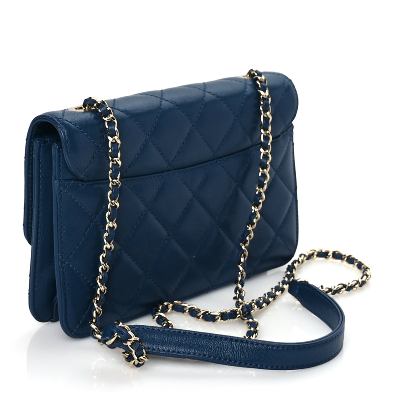  Chanel Sheepskin Quilted Mini Vintage Beauty Lock Flap Blue