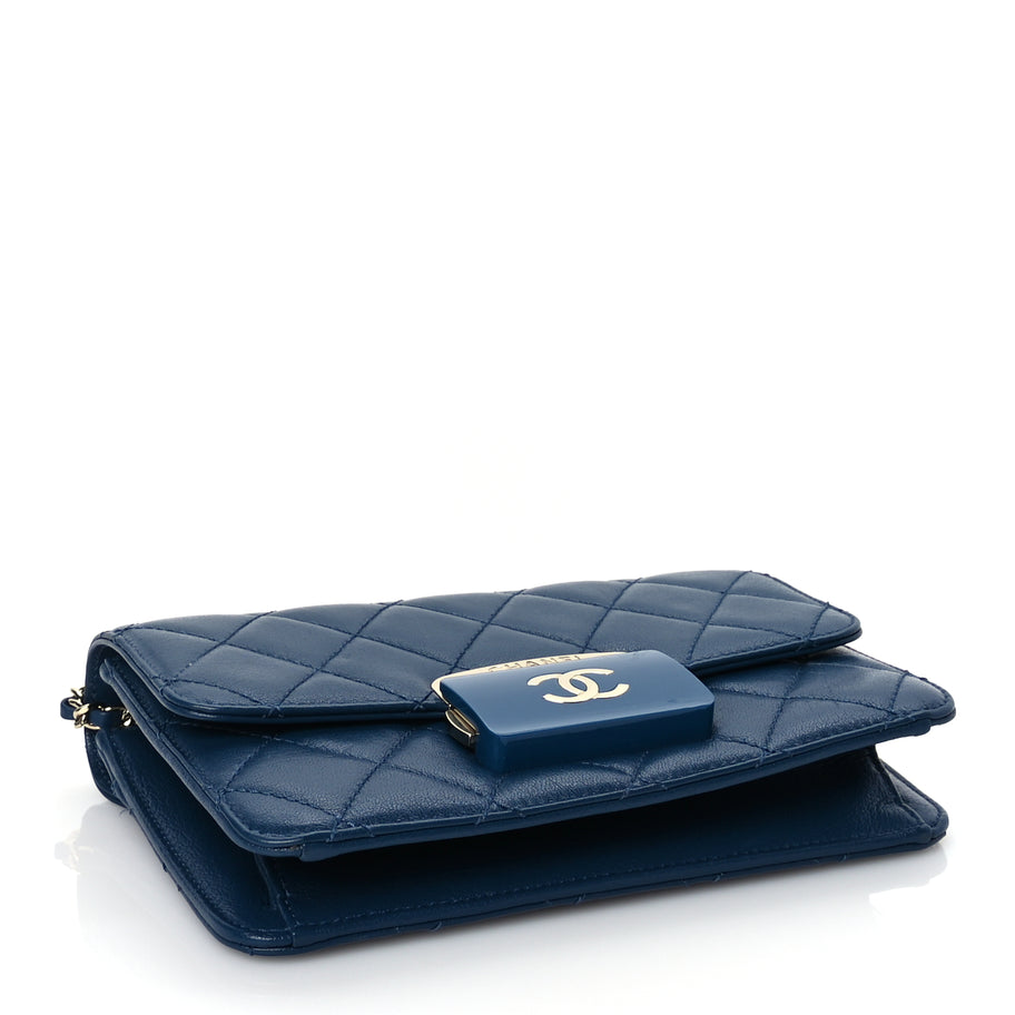 Chanel Sheepskin Quilted Mini Vintage Beauty Lock Flap Blue Image 3