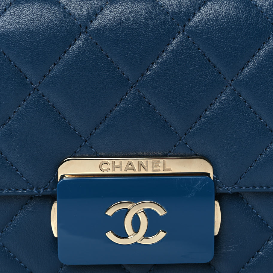 Chanel Sheepskin Quilted Mini Vintage Beauty Lock Flap Blue Image 7