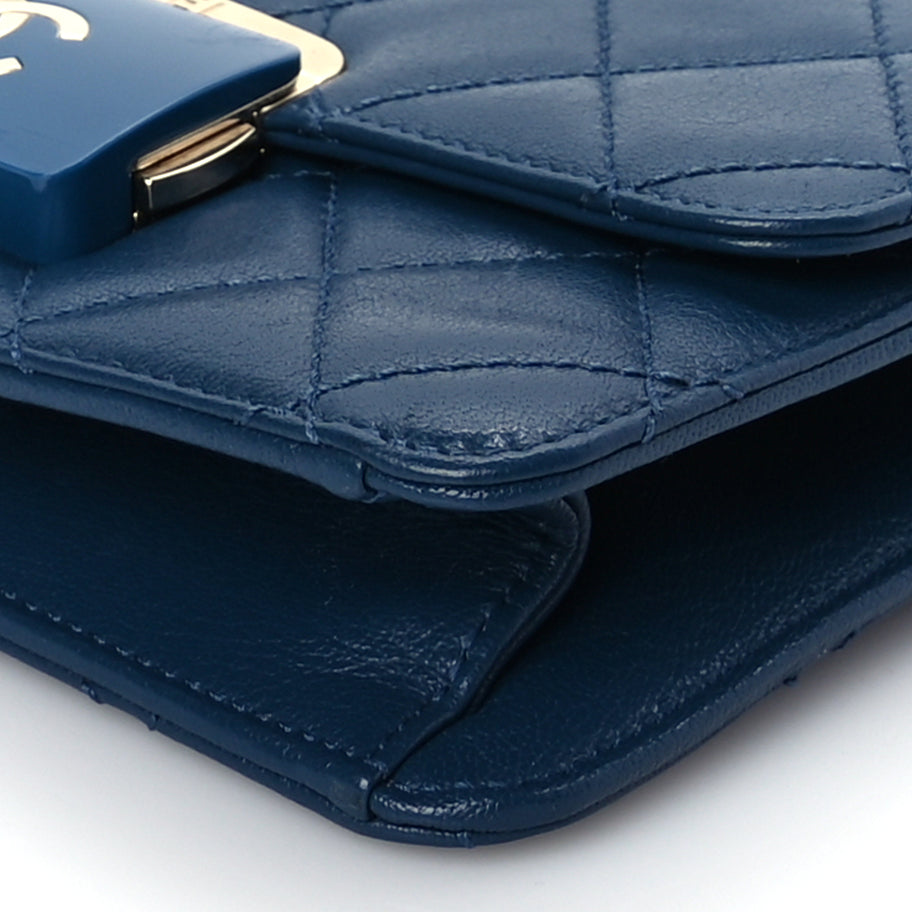 Chanel Sheepskin Quilted Mini Vintage Beauty Lock Flap Blue Image 9