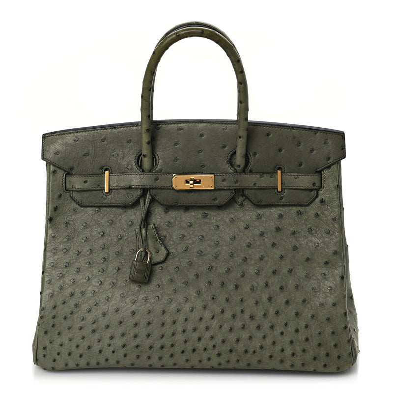  Hermes Ostrich Birkin 35 Vert Olive