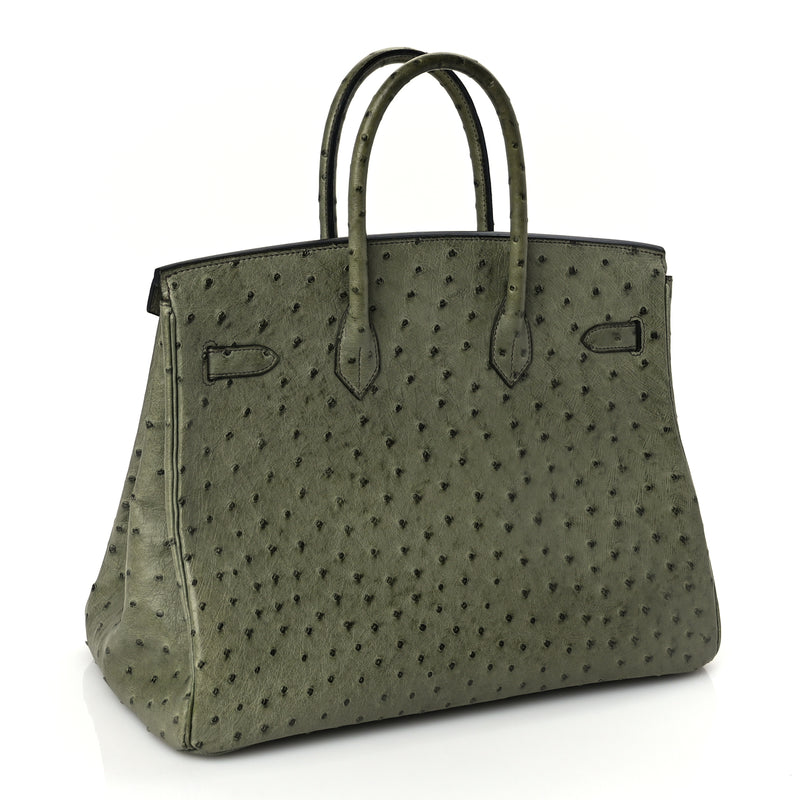  Hermes Ostrich Birkin 35 Vert Olive