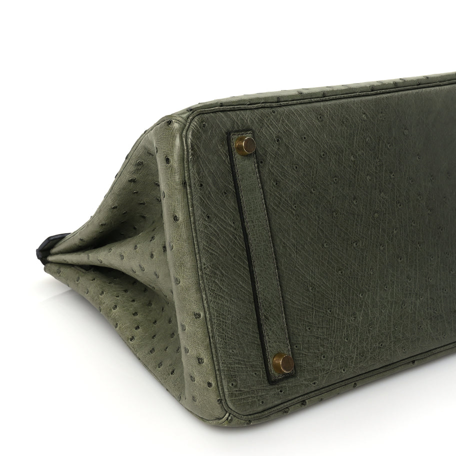 Hermes Ostrich Birkin 35 Vert Olive Image 8