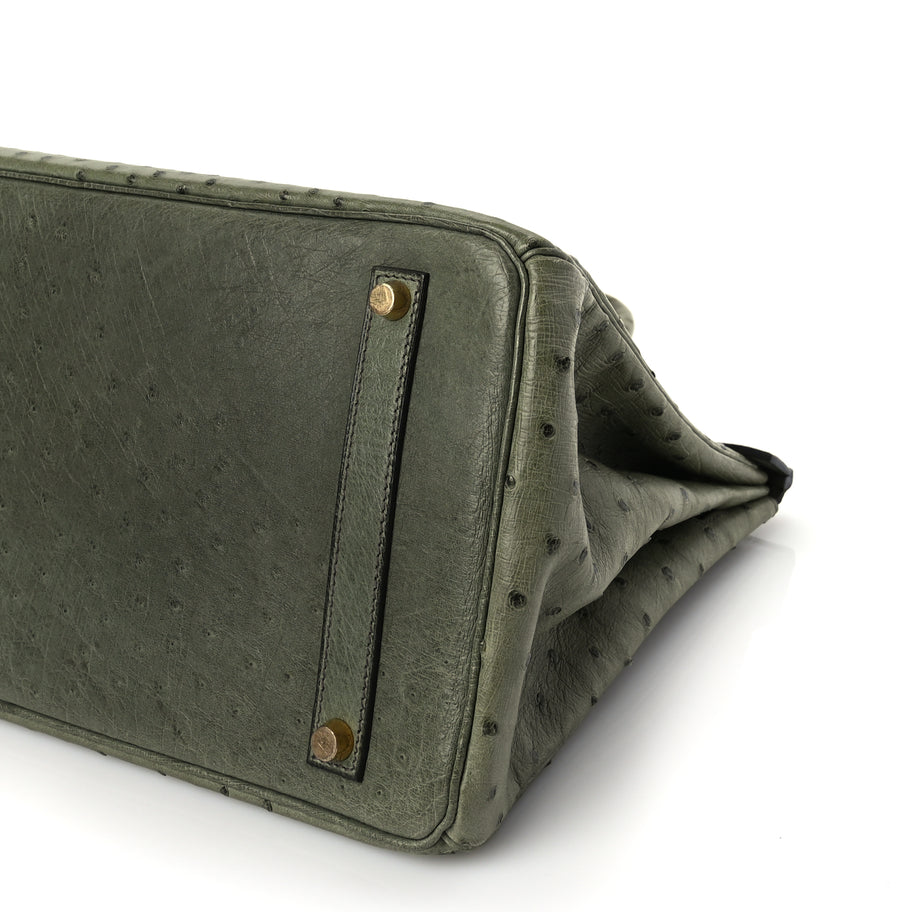 Hermes Ostrich Birkin 35 Vert Olive Image 9