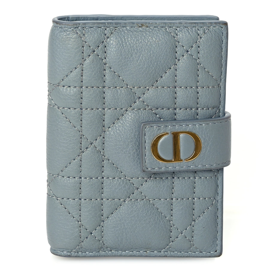Christian Dior Supple Calfskin Cannage Caro Dandelion Card Holder Cloud Blue Image 1