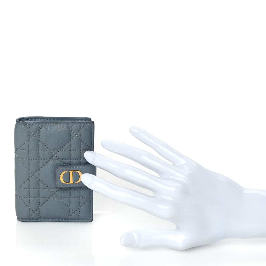 Christian Dior Supple Calfskin Cannage Caro Dandelion Card Holder Cloud Blue Image 2