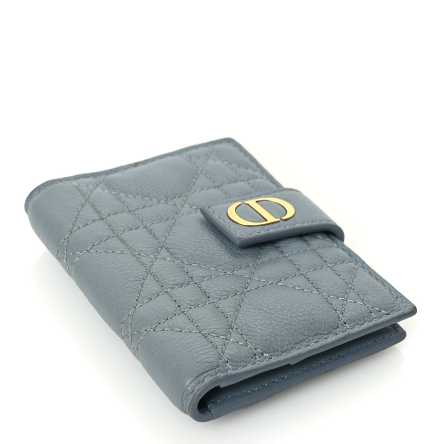Christian Dior Supple Calfskin Cannage Caro Dandelion Card Holder Cloud Blue Image 4