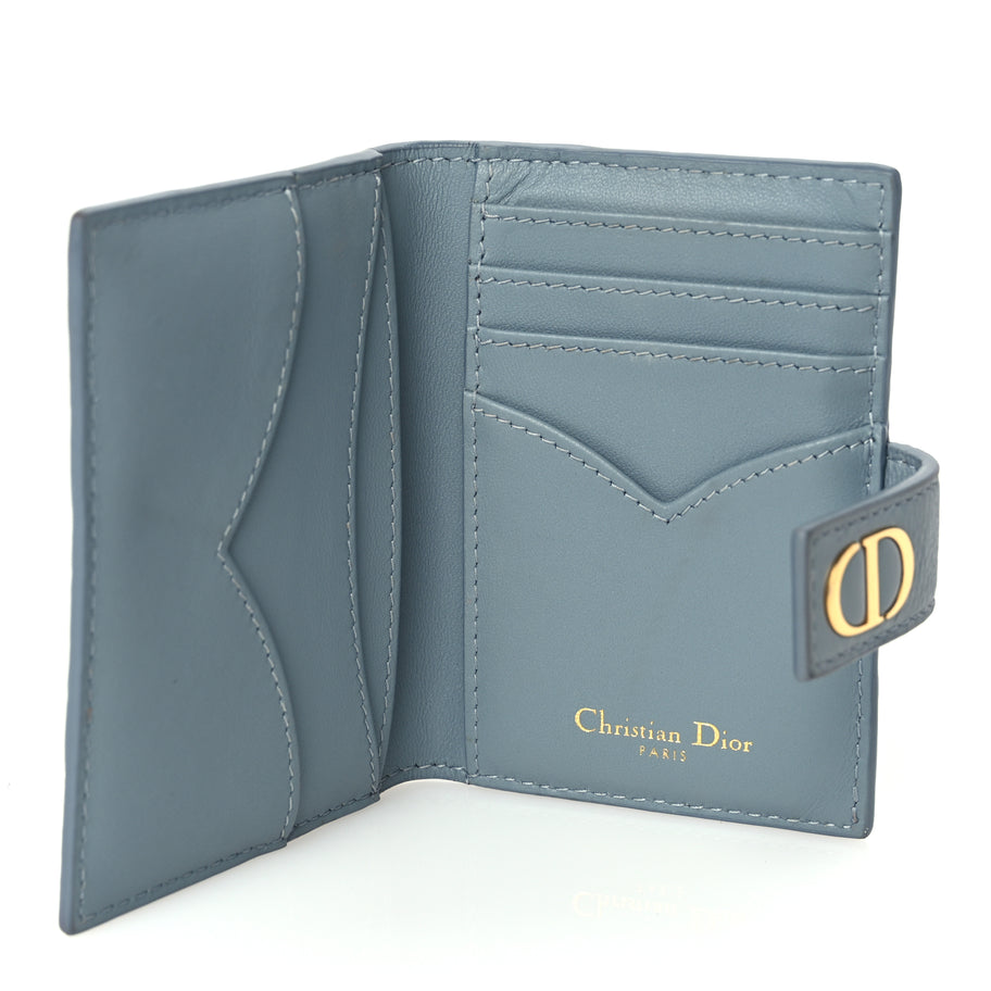 Christian Dior Supple Calfskin Cannage Caro Dandelion Card Holder Cloud Blue Image 5