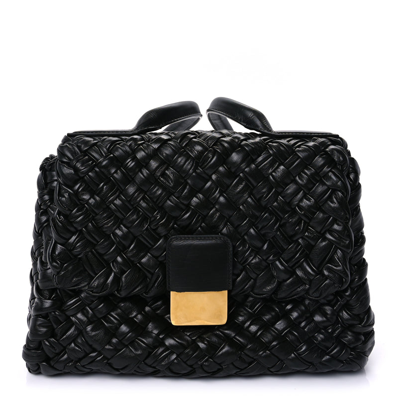  Bottega Veneta Calfskin Intreccio Desiree Shoulder Bag Dark Green