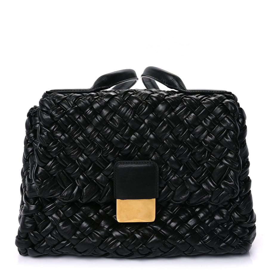Bottega Veneta Calfskin Intreccio Desiree Shoulder Bag Dark Green Image 1