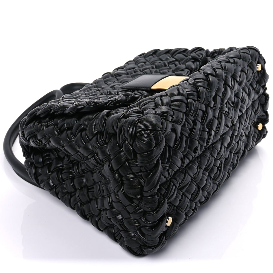 Bottega Veneta Calfskin Intreccio Desiree Shoulder Bag Dark Green Image 9