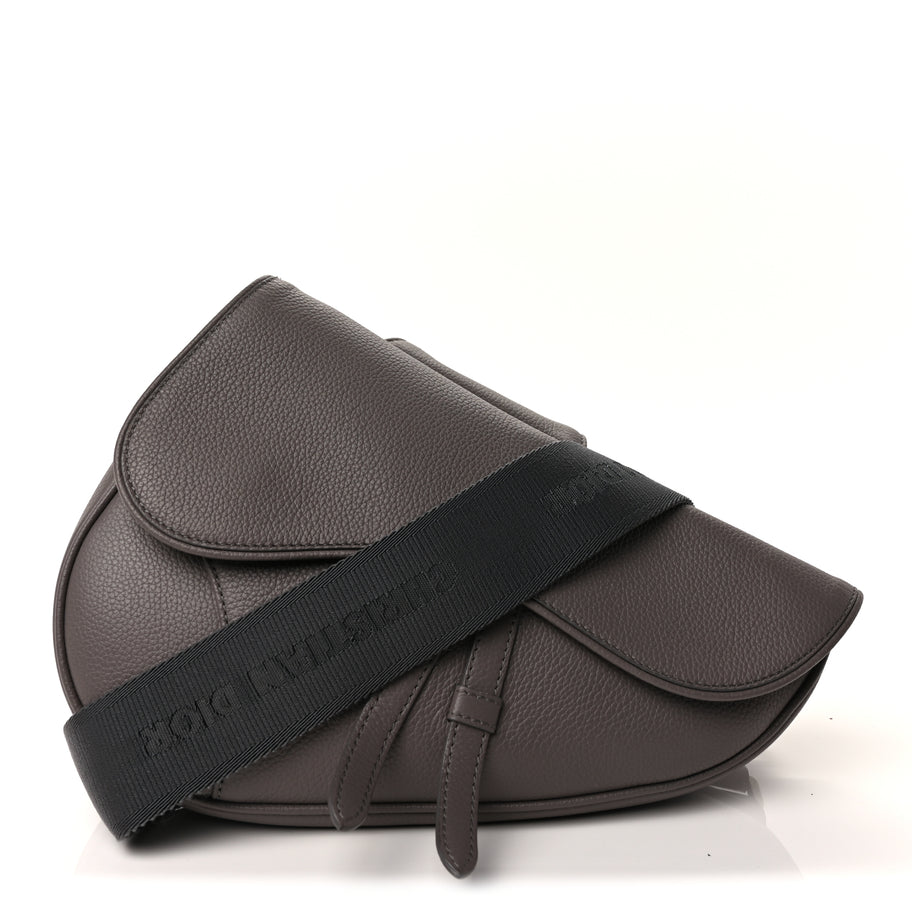 Christian Dior Grained Calfskin Mens Saddle Bag  Grey Image 1