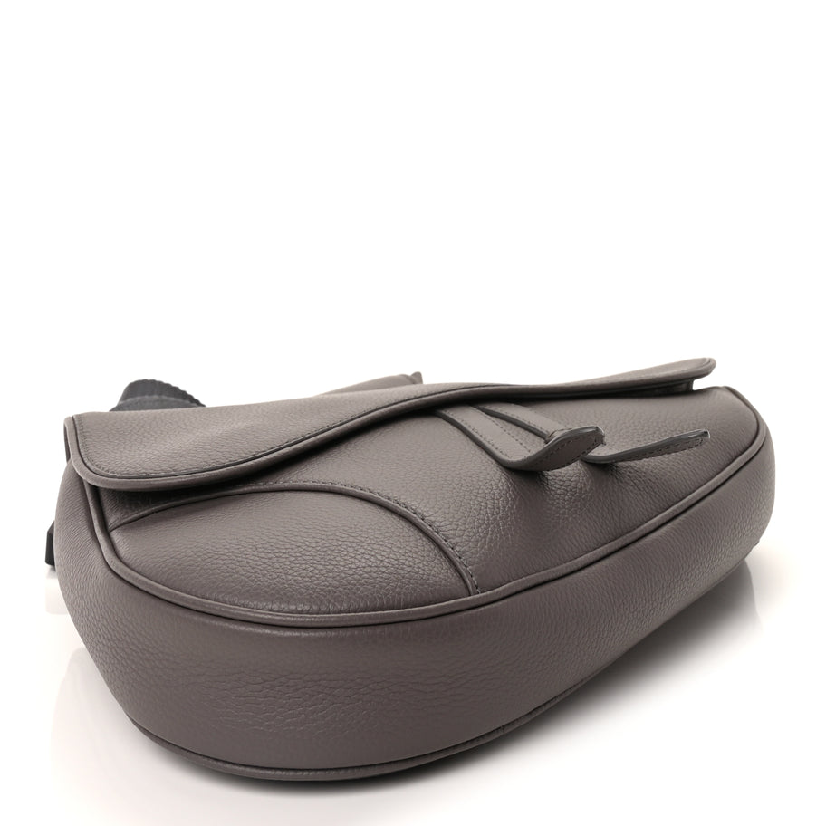 Christian Dior Grained Calfskin Mens Saddle Bag  Grey Image 3