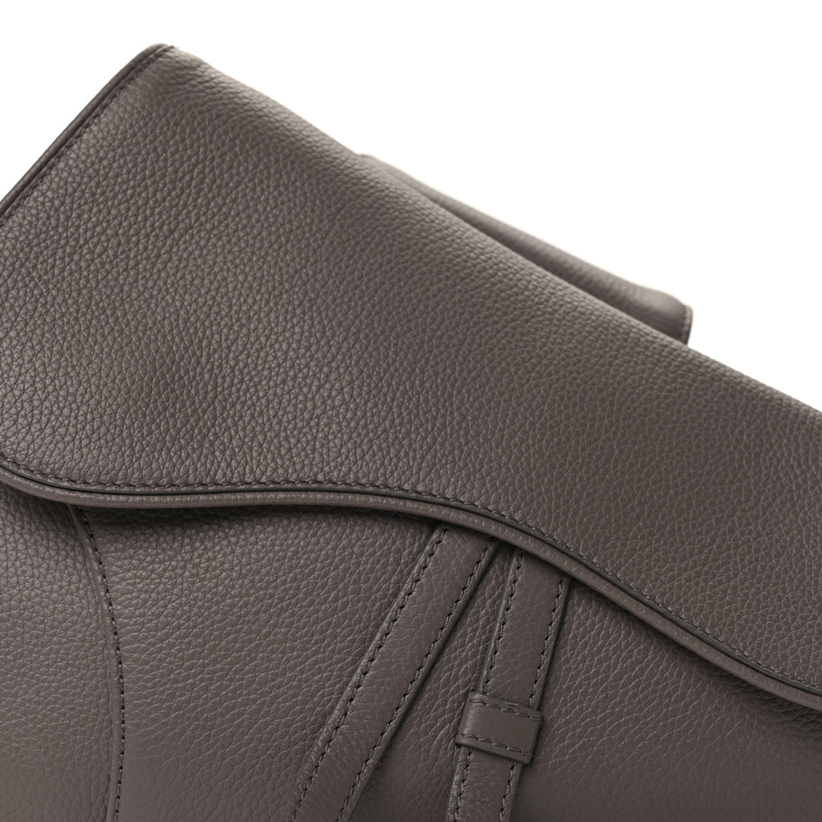 Christian Dior Grained Calfskin Mens Saddle Bag  Grey Image 6