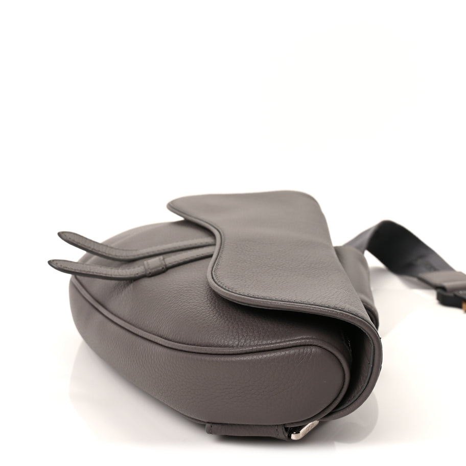 Christian Dior Grained Calfskin Mens Saddle Bag  Grey Image 7