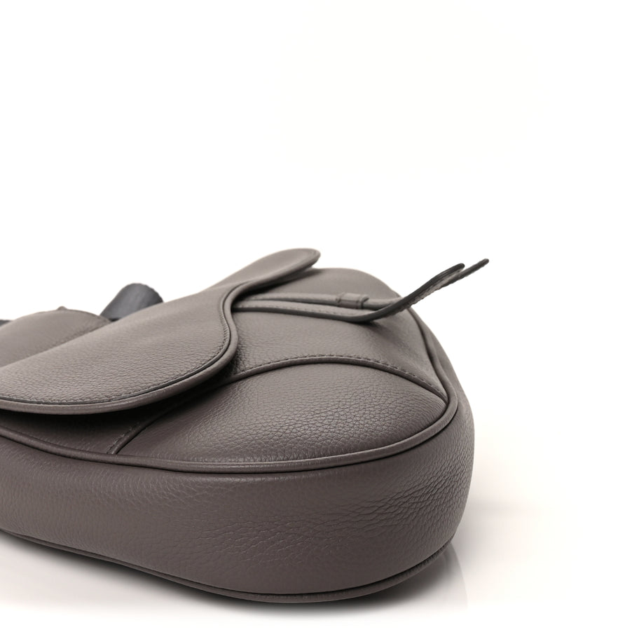 Christian Dior Grained Calfskin Mens Saddle Bag  Grey Image 8